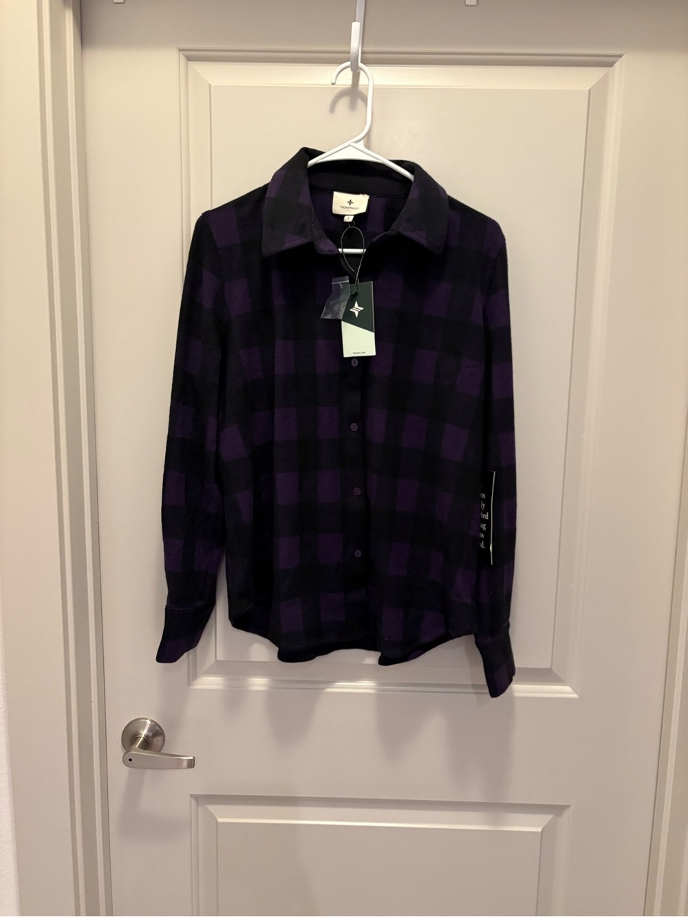 Tuckernuck Purple and Black Plaid Button-Down Shirt Size S NWT